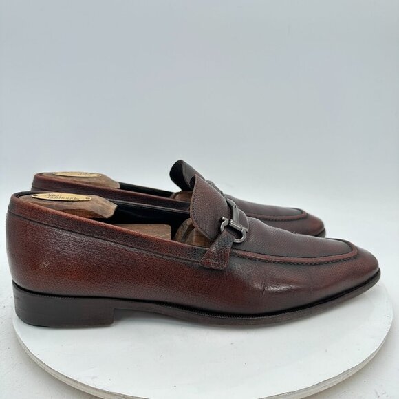 Salvatore Ferragamo Men Size 8.5 D Brown Leather Horsebit Loafer Dress Shoes - Picture 5 of 13